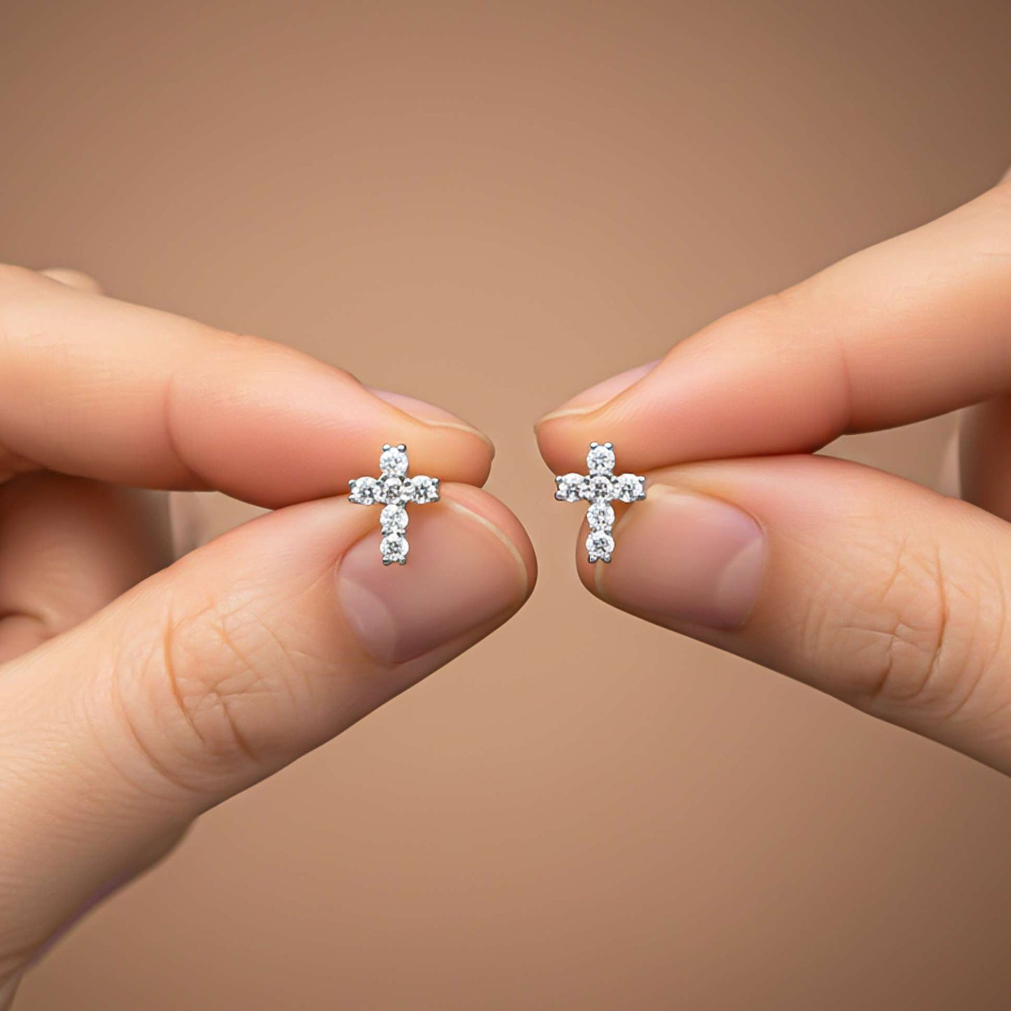 Silver Cross Stud Earrings