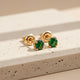 Silver Green Emerald Solitaire Studs Earring Gold Vermeil (2.5 Micron)