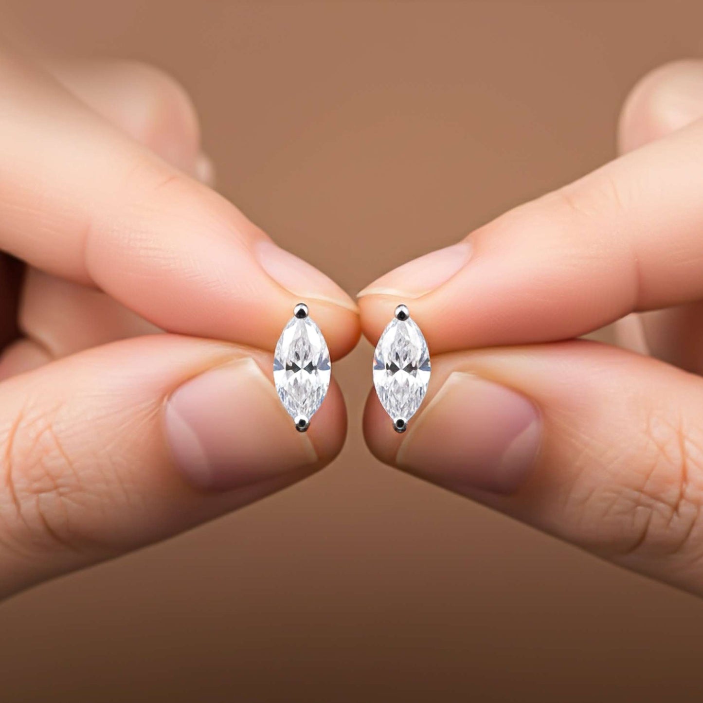 Silver Marquise Zircon Studs Earring