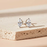 Silver Marquise Zircon Studs Earring Gold Vermeil (2.5 Micron)