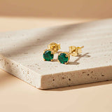 Golden Mini Emerald Stud Earrings Gold Vermeil (2.5 Micron)