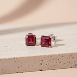 Silver Pink Ruby Solitaire Stud Earring Gold Vermeil (2.5 Micron)