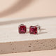 Silver Pink Ruby Solitaire Stud Earring Gold Vermeil (2.5 Micron)