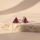Triangle Pink Ruby Stud Earrings Gold Vermeil (2.5 Micron)
