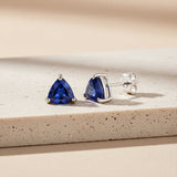 Trillion-Cut Blue Sapphire Stud Earrings Gold Vermeil (2.5 Micron)