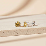 Yellow Champaign Stud Earrings Gold Vermeil (2.5 Micron)