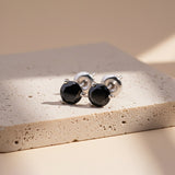 Silver Solitaire Black Diamond Stud Earrings Gold Vermeil (2.5 Micron)