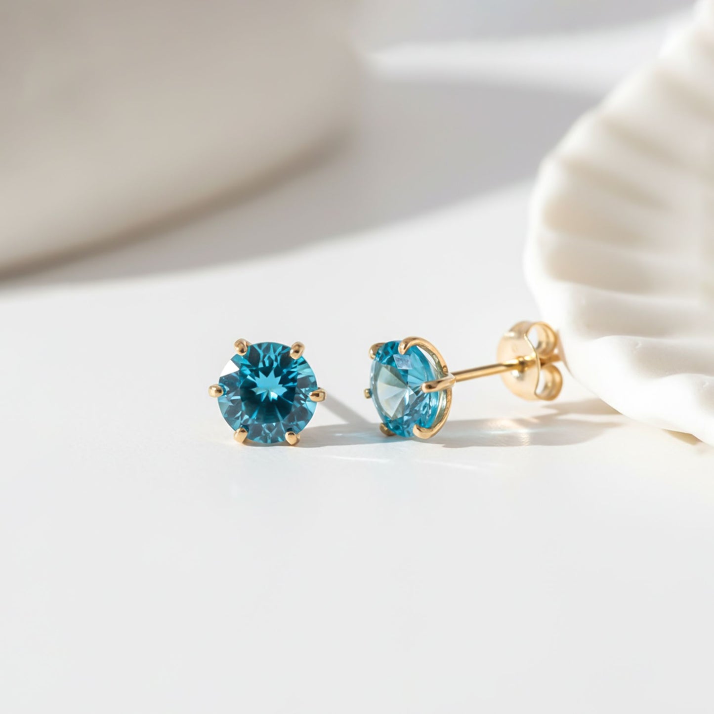 Solitaire Topaz Stud Earrings