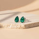 Silver Emerald Pear Shape Stud Earrings Gold Vermeil (2.5 Micron)