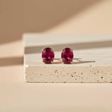 Golden Ruby Oval Studs Earrings Gold Vermeil (2.5 Micron)