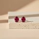 Golden Ruby Oval Studs Earrings Gold Vermeil (2.5 Micron)