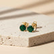 Silver Solitaire Green Emerald Stud Earrings Gold Vermeil (2.5 Micron)