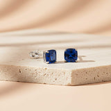 Silver Blue Sapphire Solitaire Stud Earrings Gold Vermeil (2.5 Micron)