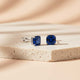 Silver Blue Sapphire Solitaire Stud Earrings Gold Vermeil (2.5 Micron)