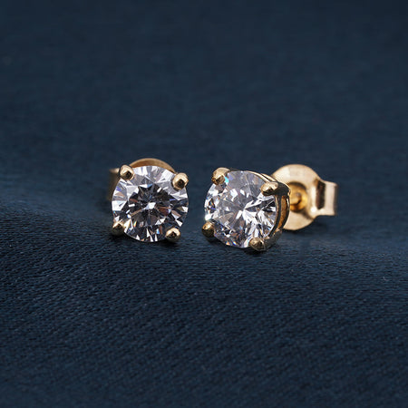 Sterling Silver 14K Yellow Gold Plated Diamond Solitaire
