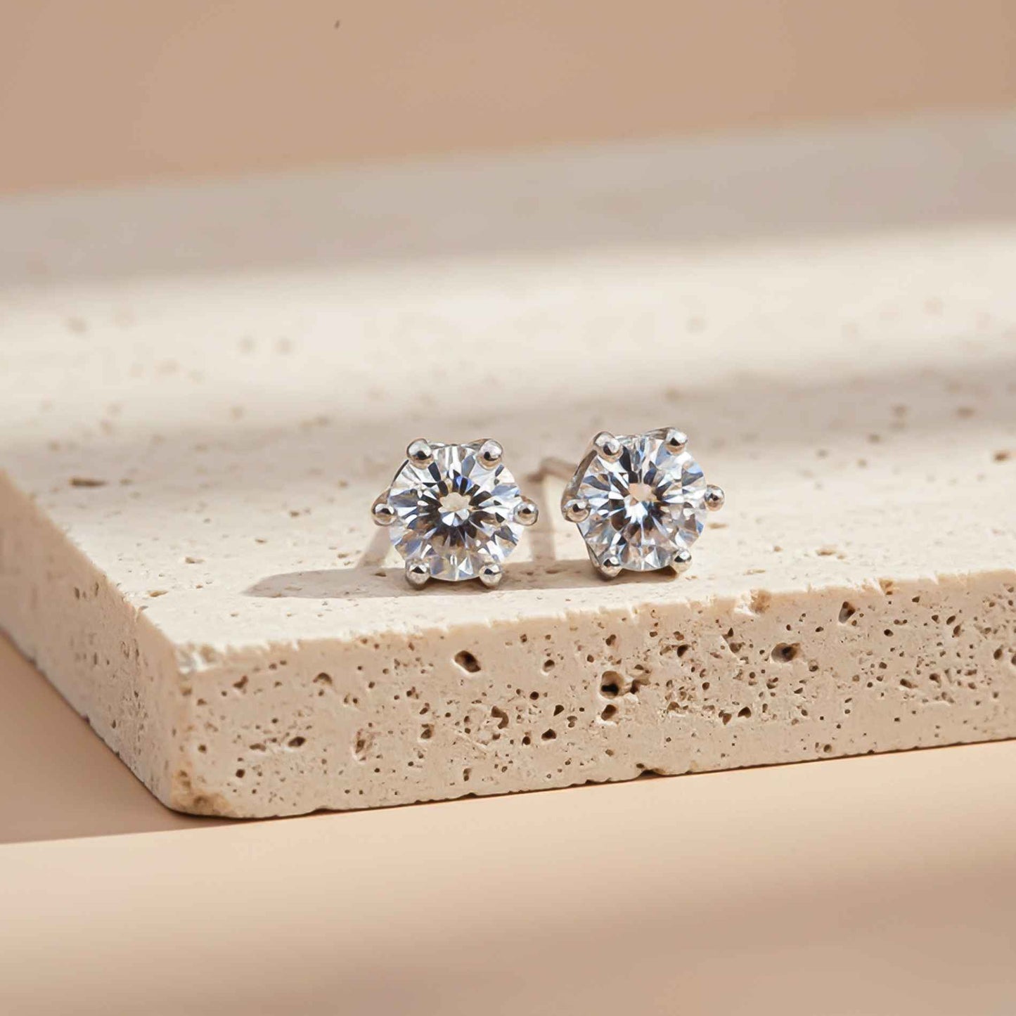 Silver Circle Zircon Stud Earrings