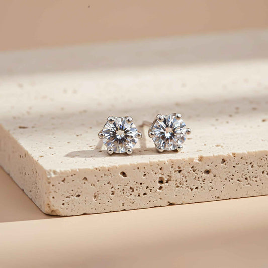 Silver Circle Zircon Stud Earrings