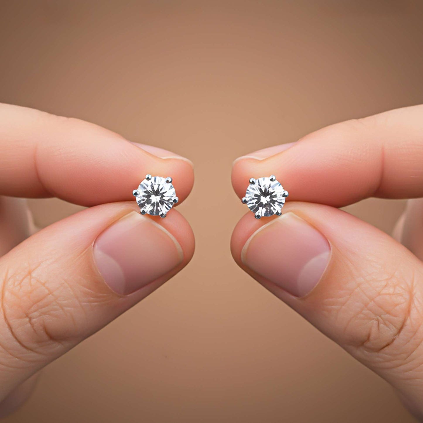 Silver Circle Zircon Stud Earrings