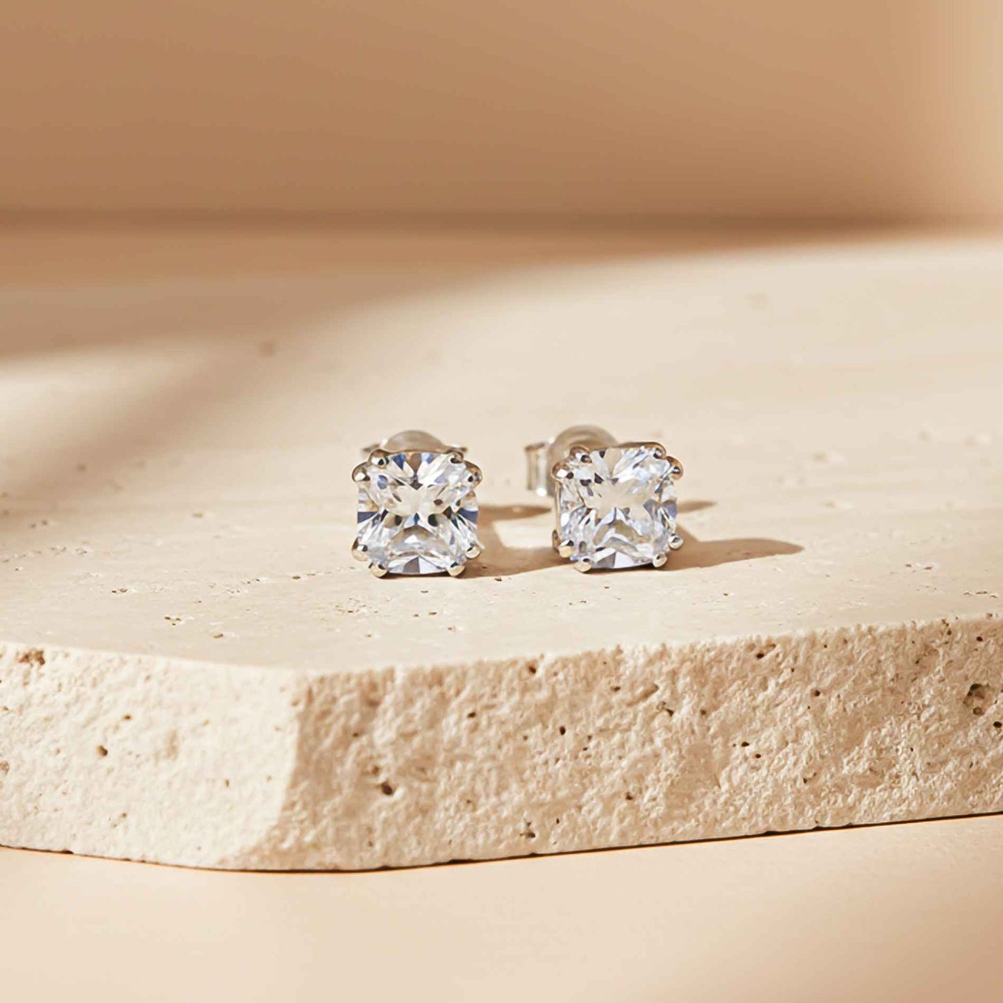 Silver Pillow Style Stud Earrings
