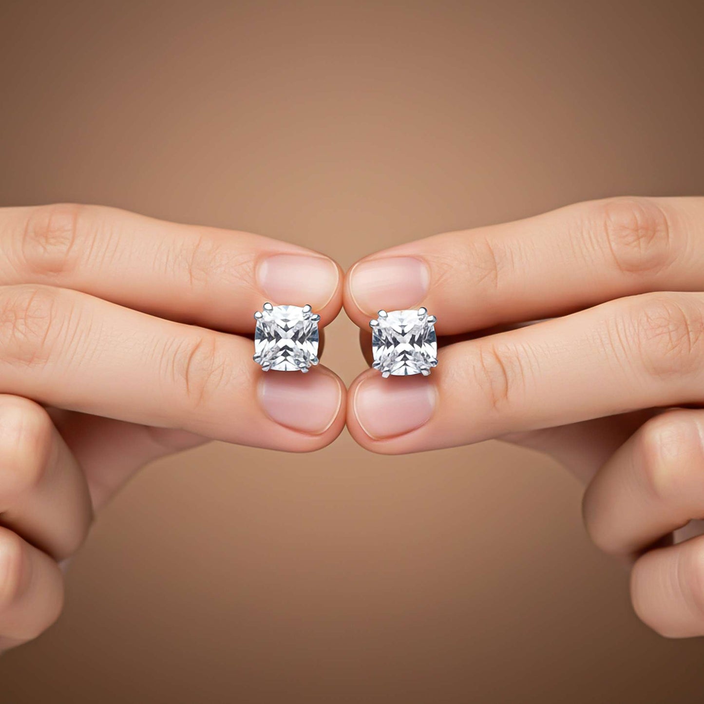 Silver Pillow Style Stud Earrings