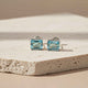 Silver Aqua Solitaire Stud Earrings Gold Vermeil (2.5 Micron)