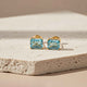 Silver Emerald Cut Aquamarine Solitaire Stud Earrings With 14K Gold Vermeil (2.5 Micron)