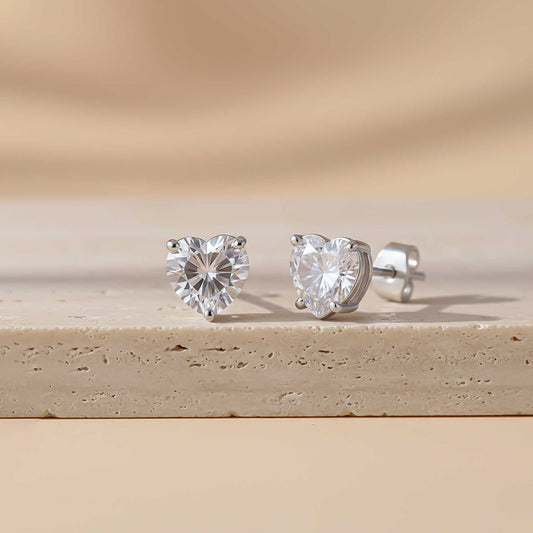 Silver Heart Will Go On Stud Earrings