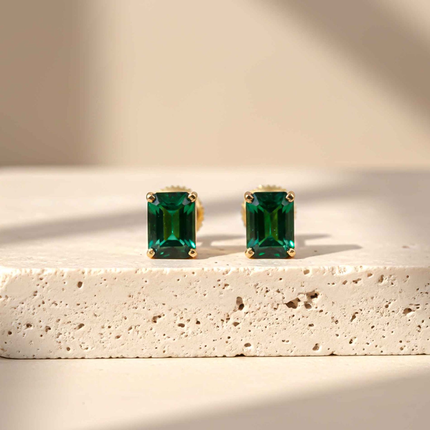 Golden Green Forest Stud Earrings