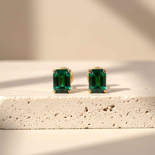 Golden Green Forest Stud Earrings