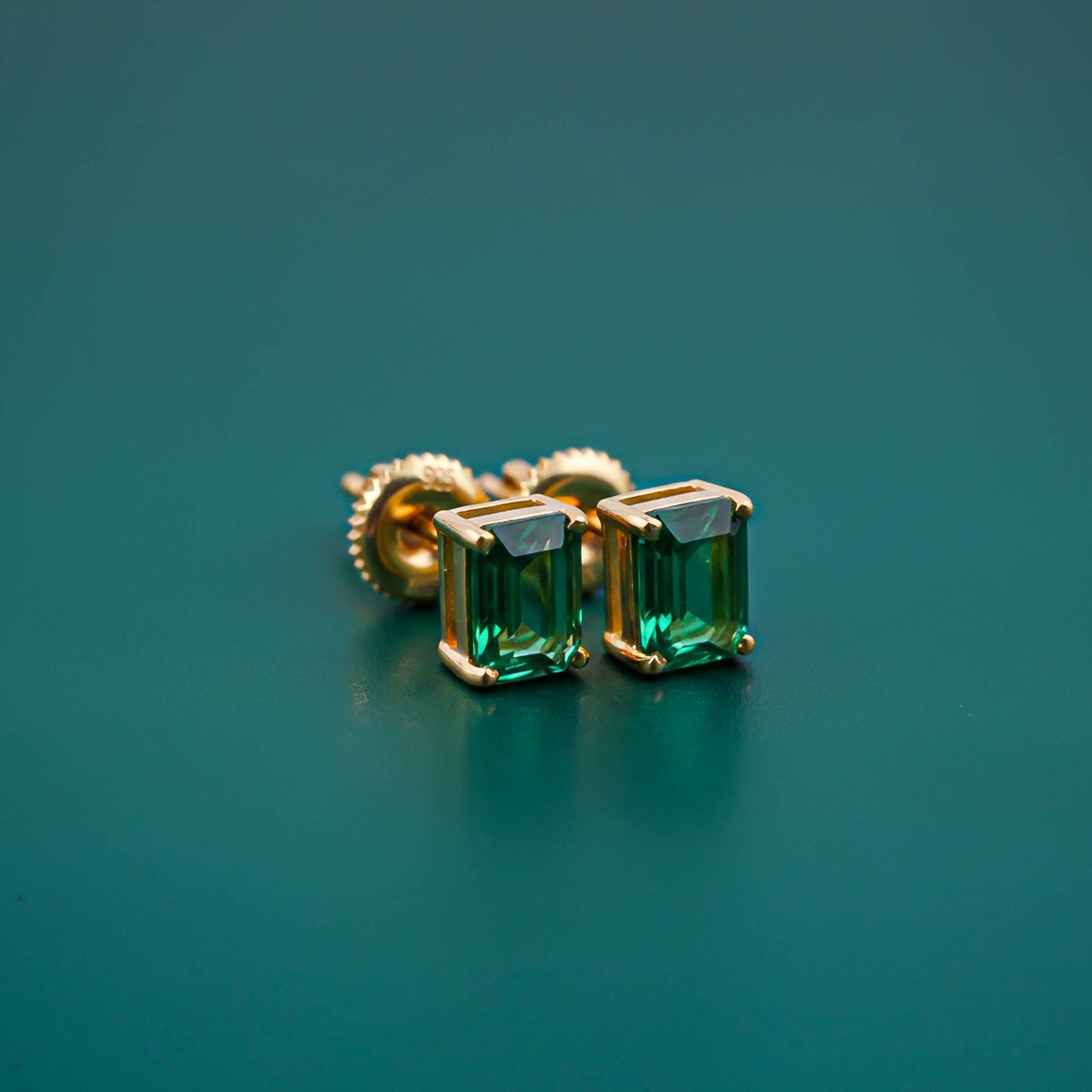Golden Green Forest Stud Earrings