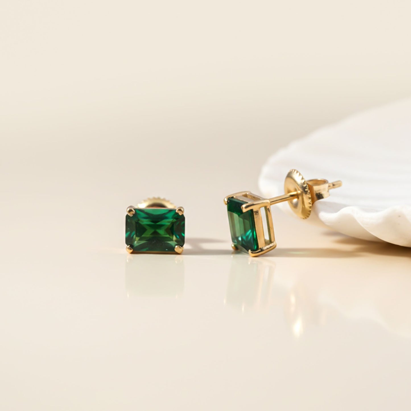 Golden Green Forest Stud Earrings