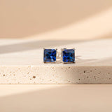 Silver Royal Blue Stud Earrings Gold Vermeil (2.5 Micron)