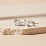 Silver Asscher Minimalist Stud Earrings Gold Vermeil (2.5 Micron)