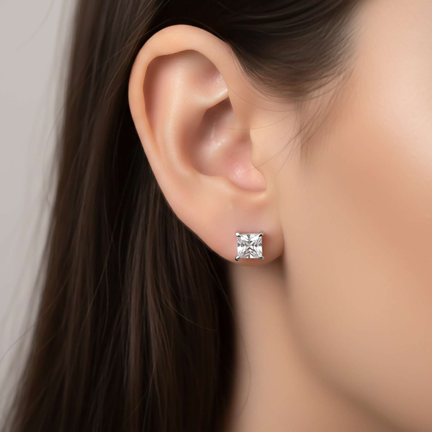 Silver Princess Tiny Stud Earrings