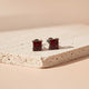 Silver Square Red Garnet Stud Earrings Gold Vermeil (2.5 Micron)