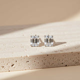 Silver Rectangle Zircon Stud Earrings Gold Vermeil (2.5 Micron)