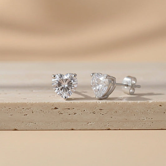 Silver Heart Will Go On Stud Earrings