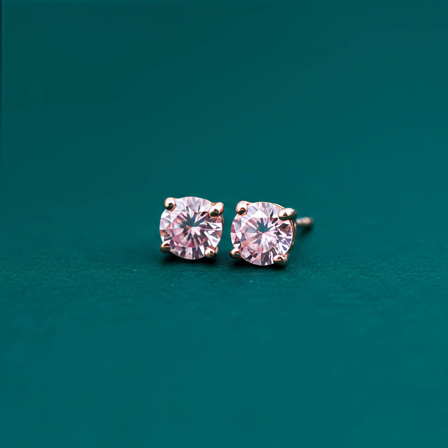 Golden Purple Solitary Stud Earrings