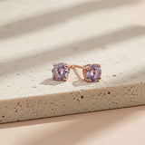 Golden Purple Solitary Stud Earrings Gold Vermeil (2.5 Micron)