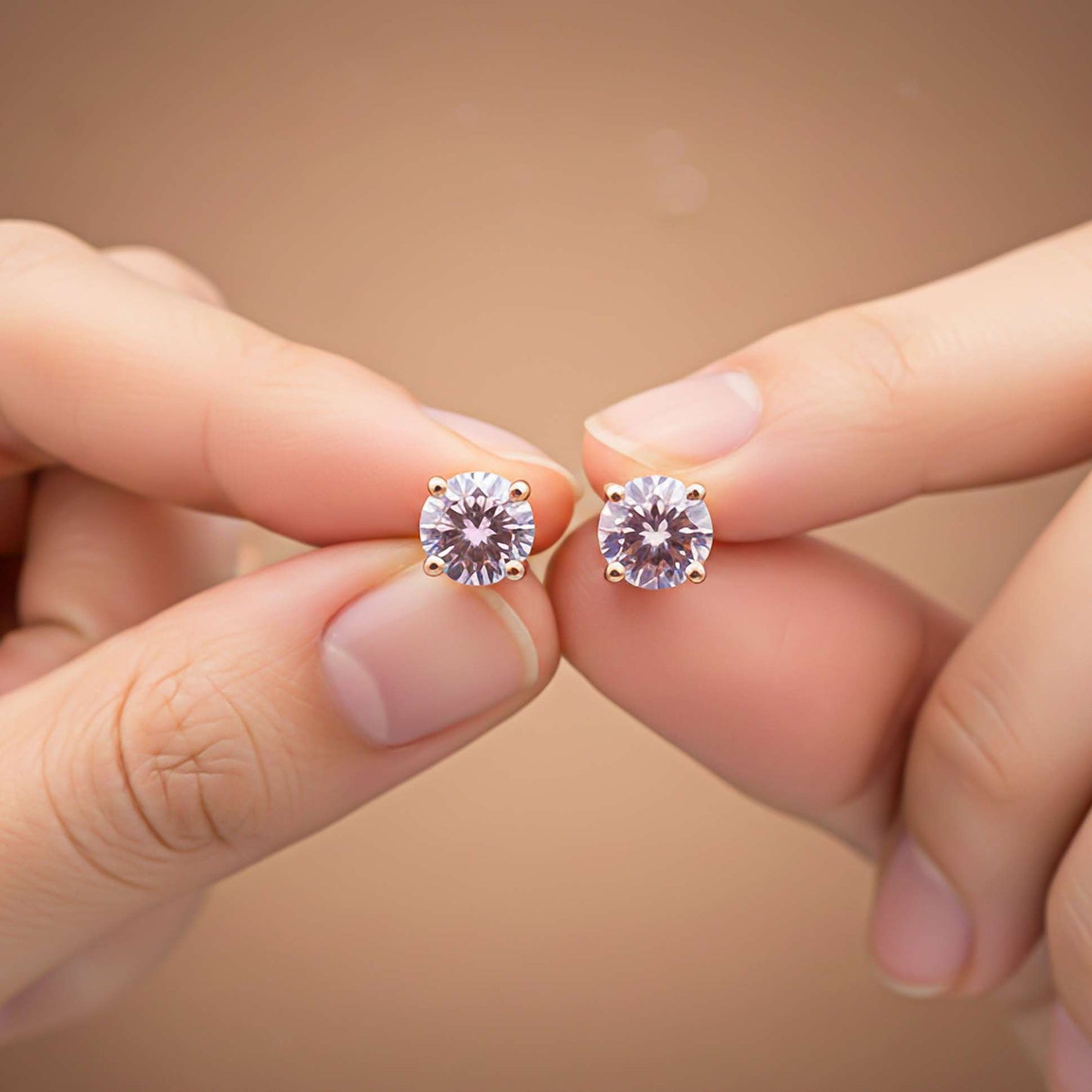Golden Purple Solitary Stud Earrings