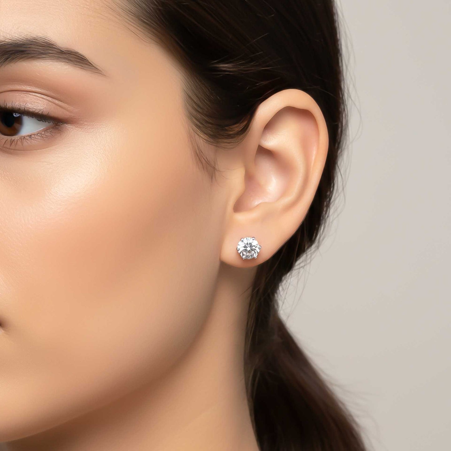 Silver Sparkle White Zircon Stud Earrings