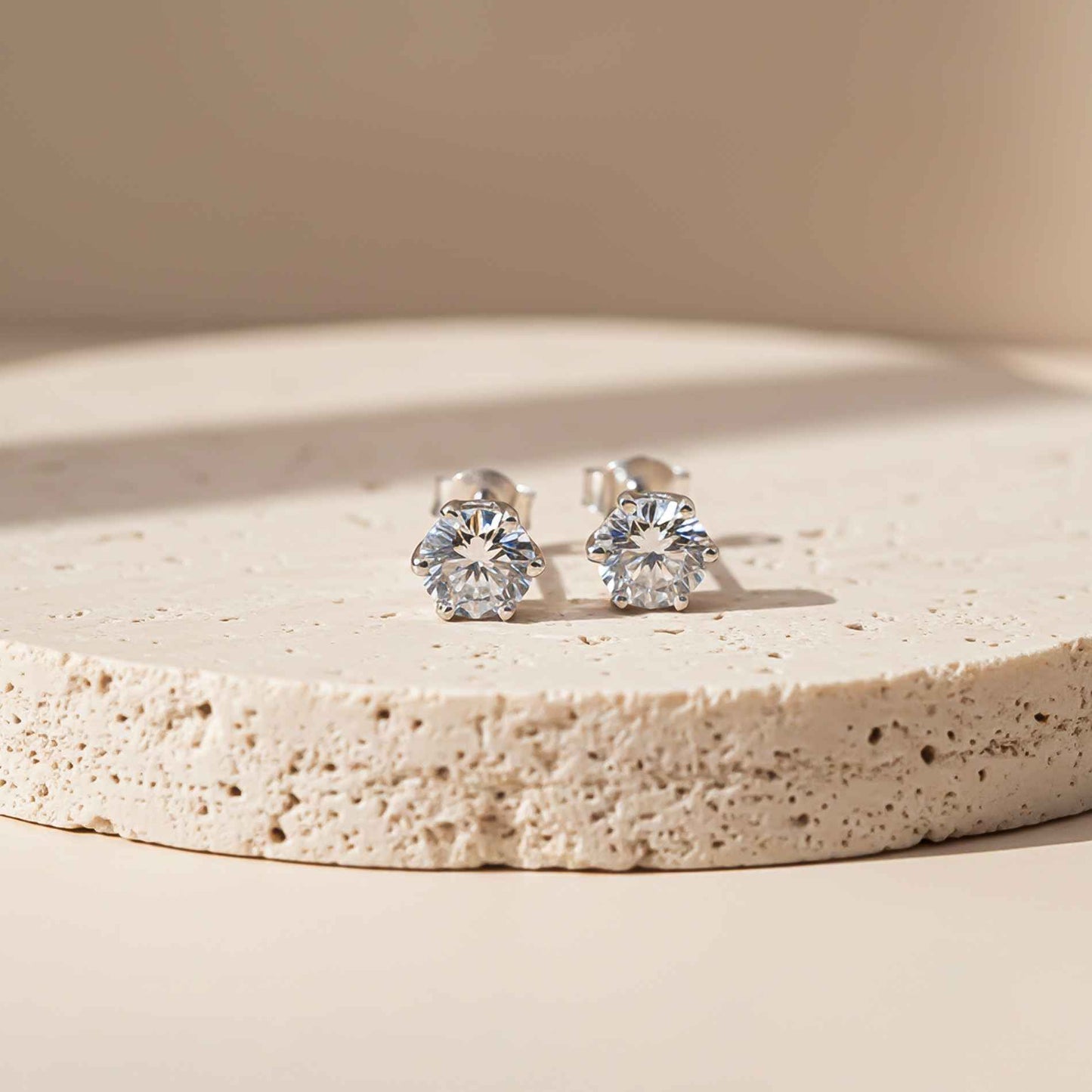 Silver Sparkle White Zircon Stud Earrings