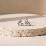 Silver Sparkle White Zircon Stud Earrings Gold Vermeil (2.5 Micron)