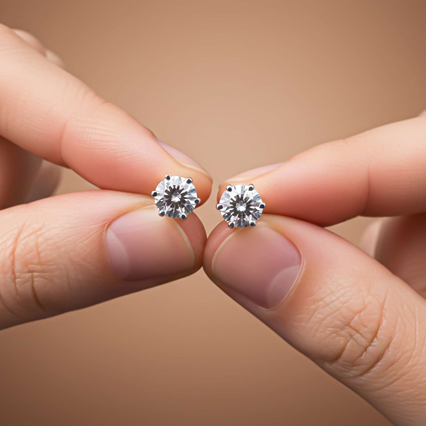 Silver Sparkle White Zircon Stud Earrings