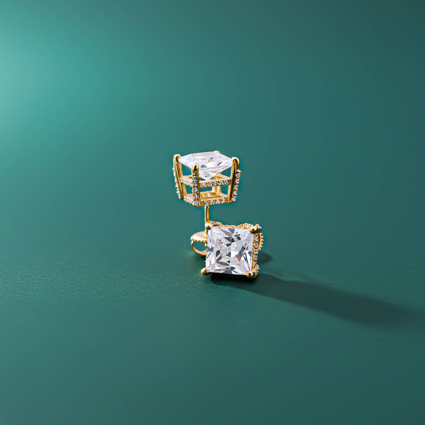 Golden Hip-Hop Stud Earrings