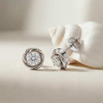 0.47Ct Moissanite Twisted Halo Stud Earrings