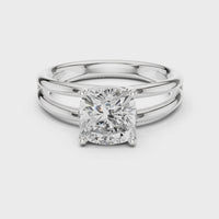 2 CTW Cushion Cut Lab Grown Diamond Engagement Ring, Twin Shank
